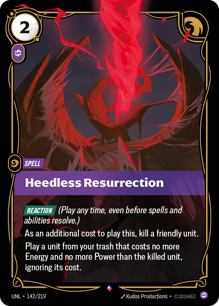 Heedless Resurrection - UNL-142 - Unleashed - Riftbound card