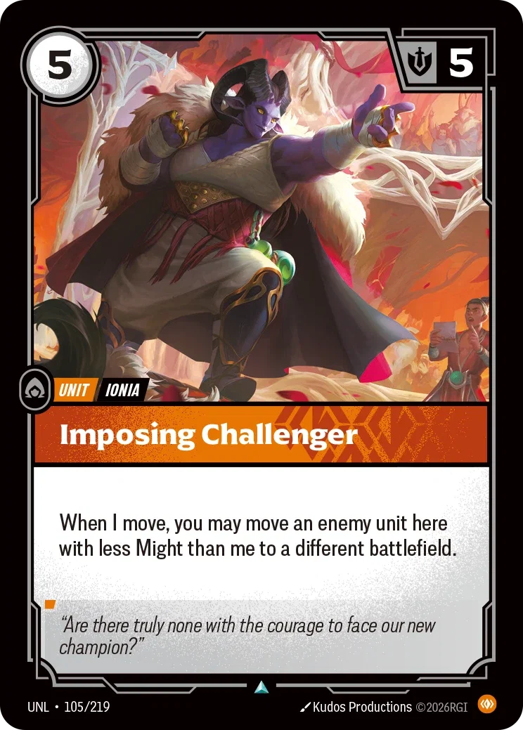 Imposing Challenger - UNL-105 - Unleashed - Riftbound card