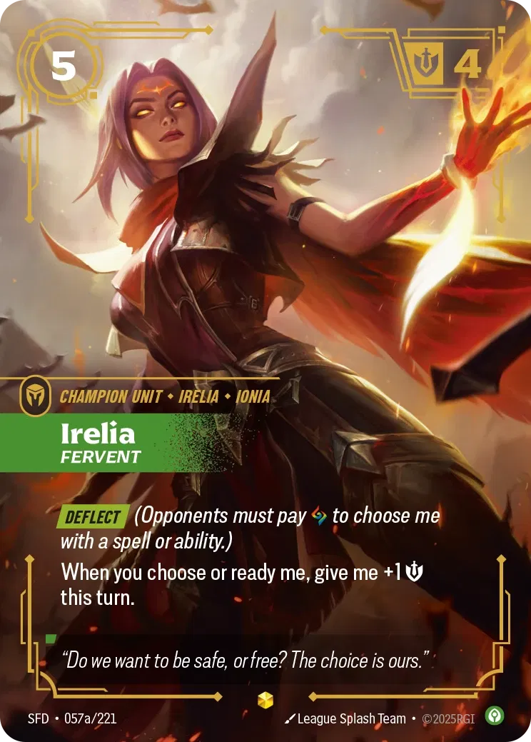 Irelia, Fervent - SFD-057a - Spiritforged - Riftbound card