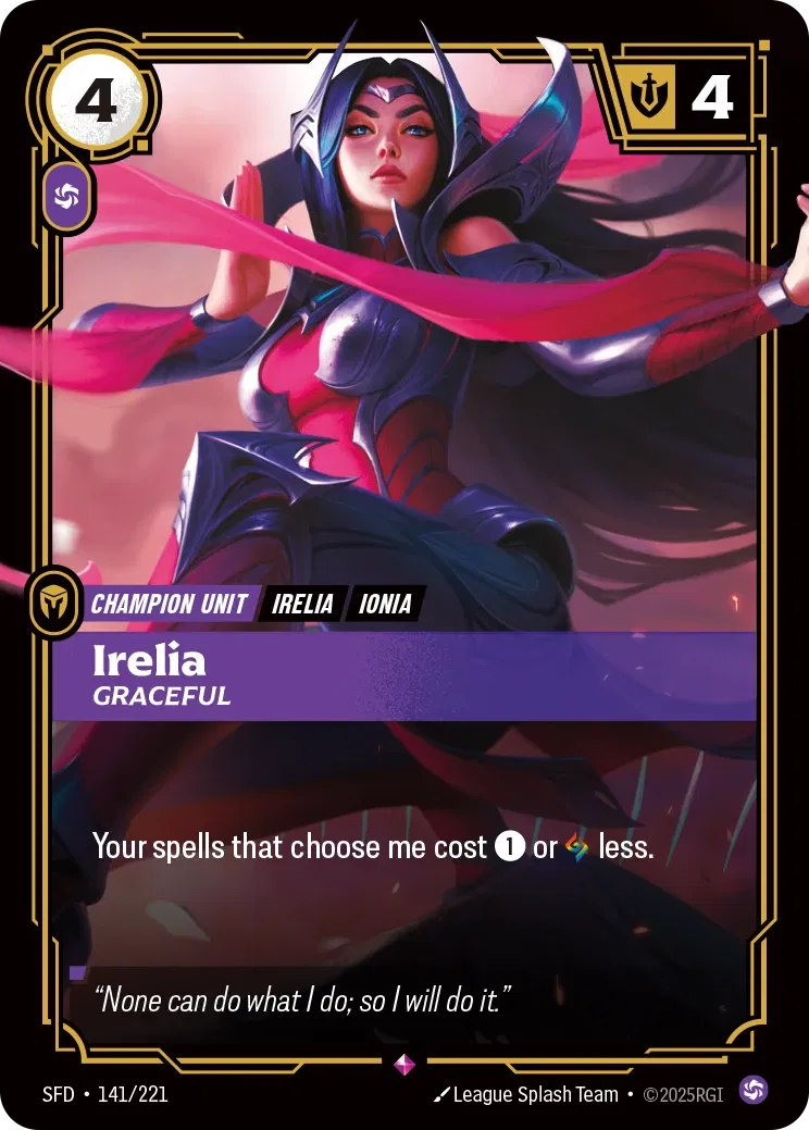 Irelia, Graceful - SFD-141 - Spiritforged - Riftbound card
