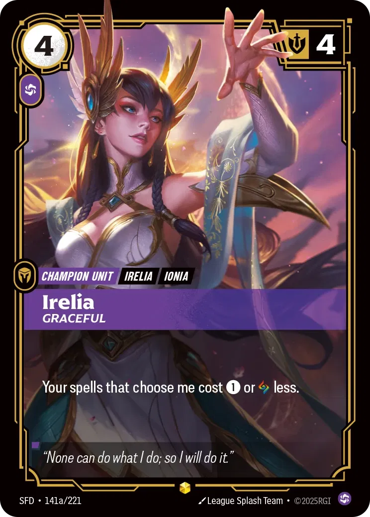 Irelia, Graceful - SFD-141a - Spiritforged - Riftbound card
