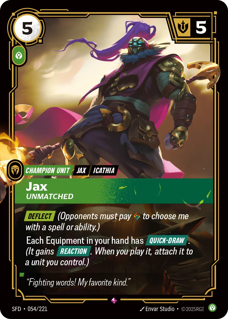 Jax, Unmatched - SFD-054 - Spiritforged - Riftbound card