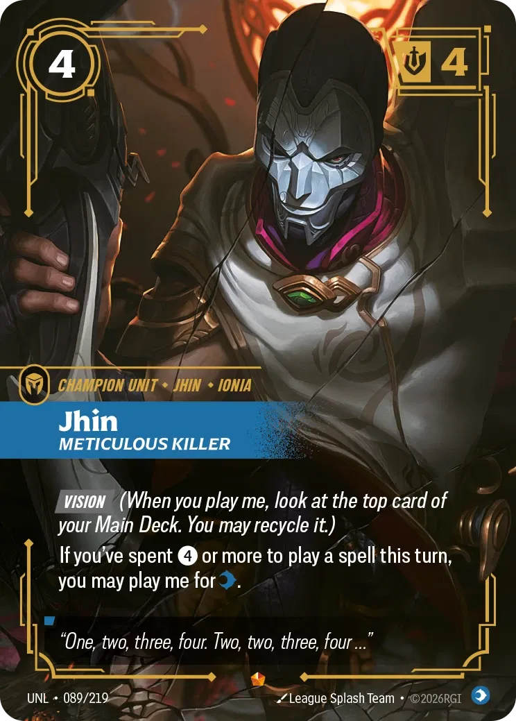 Jhin, Meticulous Killer - UNL-089 - Unleashed - Riftbound card
