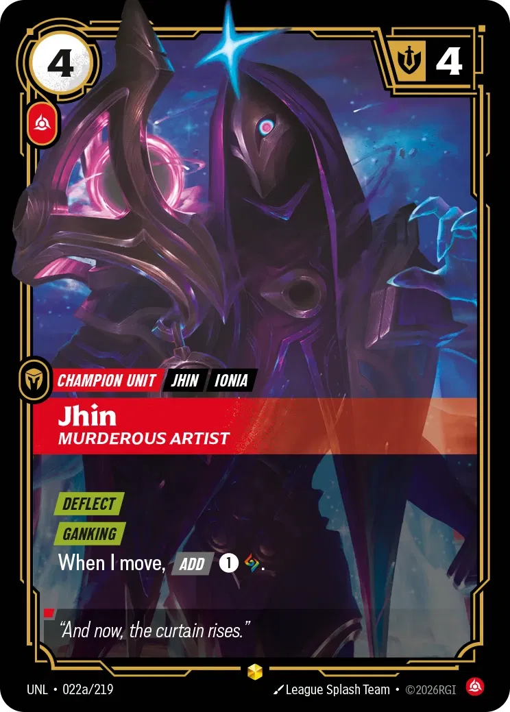 Jhin, Murderous Artist - UNL-022a - Unleashed - Riftbound card