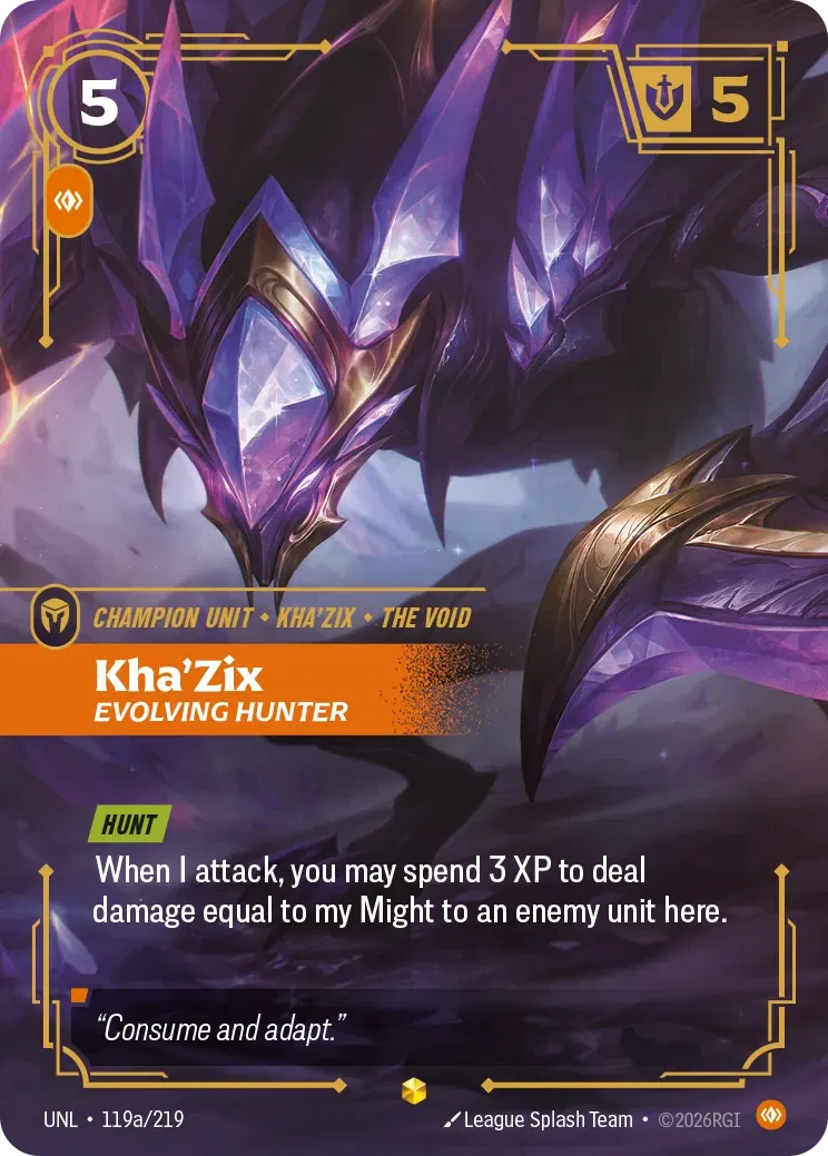 Kha’Zix, Evolving Hunter - UNL-119a - Unleashed - Riftbound card