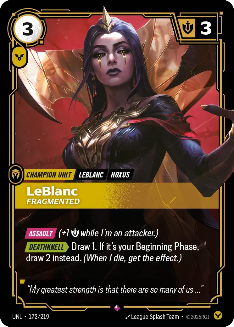 Leblanc, Fragmented - UNL-172 - Unleashed - Riftbound card