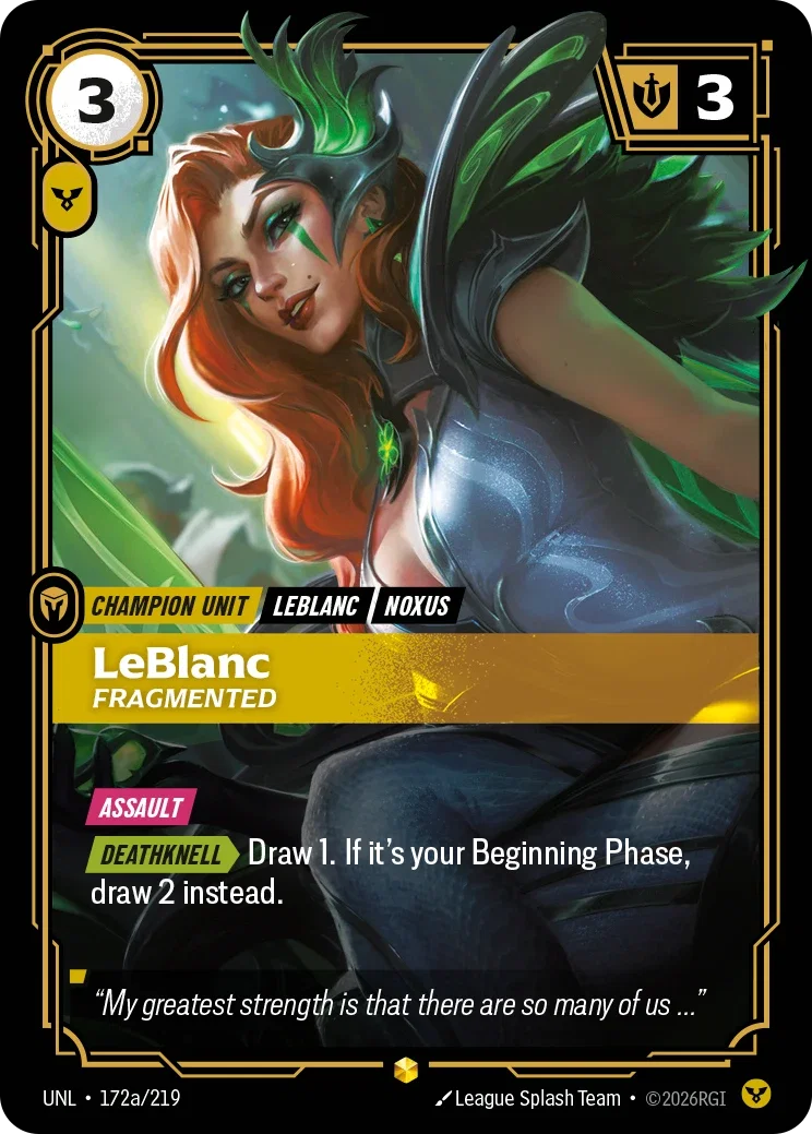 Leblanc, Fragmented - UNL-172a - Unleashed - Riftbound card