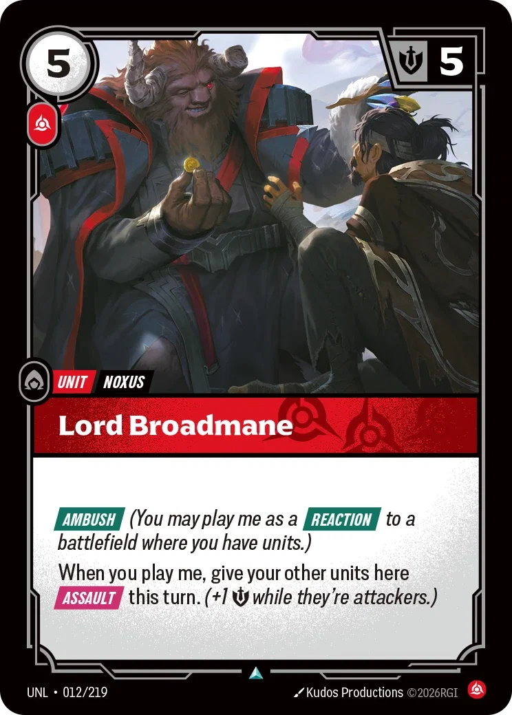 Lord Broadmane - UNL-012 - Unleashed - Riftbound card
