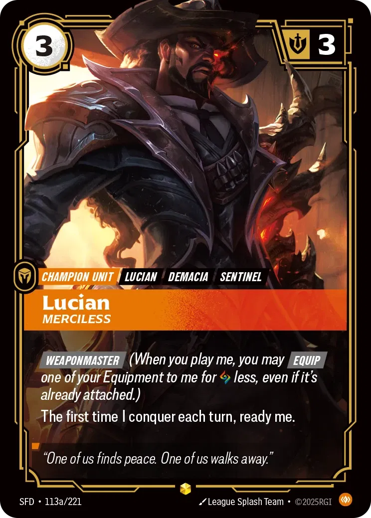 Lucian Merciless - SFD-113a - Spiritforged - Riftbound card
