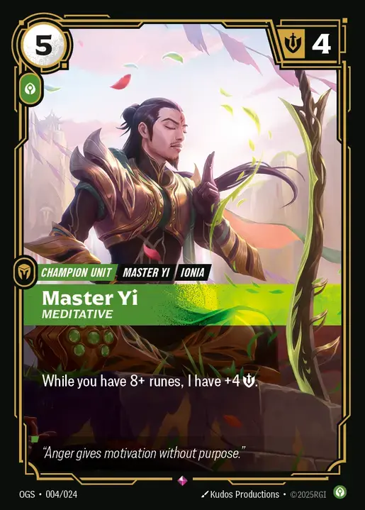 Master Yi Meditative - OGS-004 - Proving Grounds - Riftbound card
