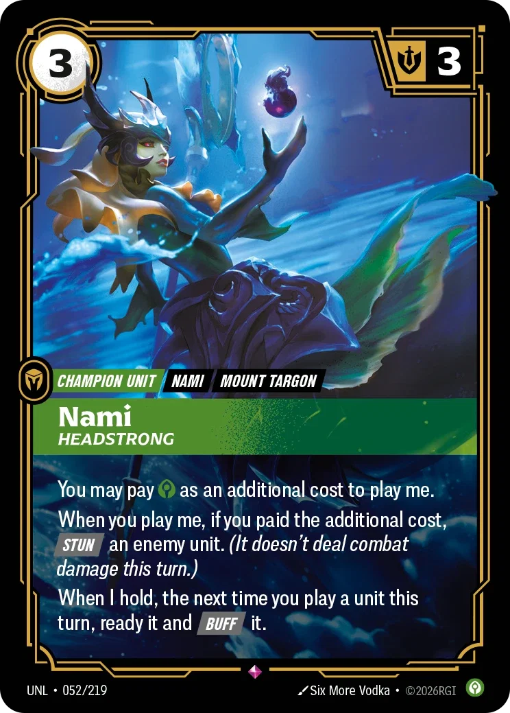 Nami, Headstrong - UNL-052 - Unleashed - Riftbound card