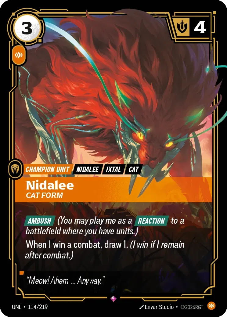 Nidalee, Cat Form - UNL-114 - Unleashed - Riftbound card