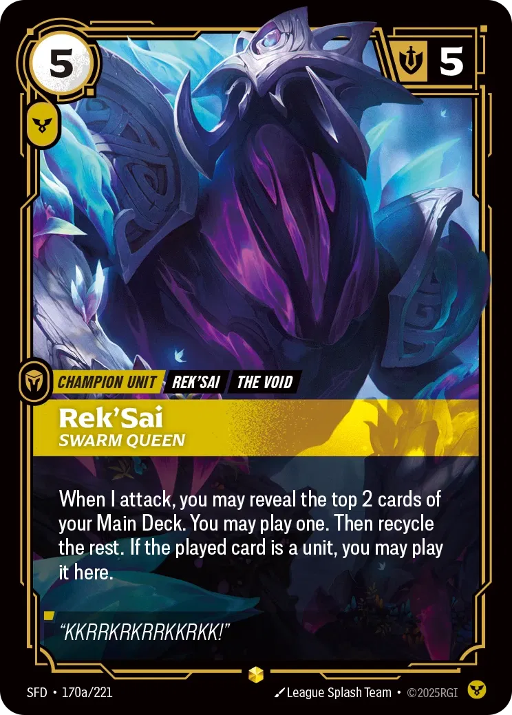 Rek’Sai, Swarm Queen - SFD-170a - Spiritforged - Riftbound card
