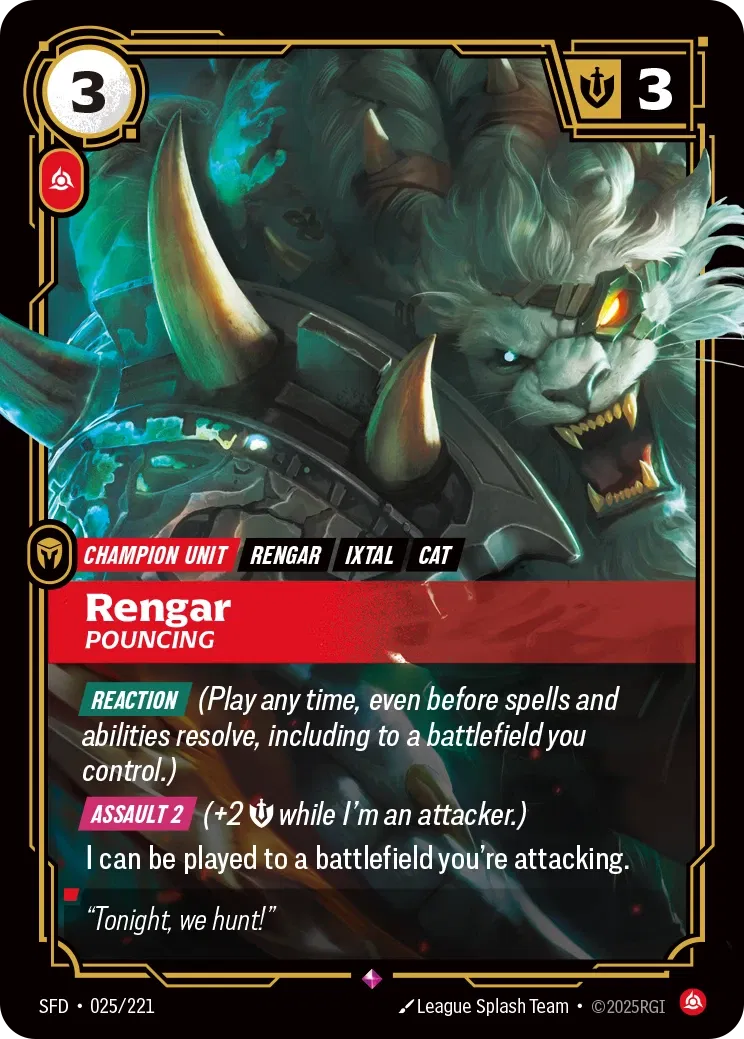 Rengar, Pouncing - SFD-025 - Spiritforged - Riftbound card