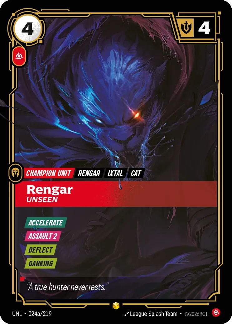 Rengar, Unseen - UNL-024a - Unleashed - Riftbound card