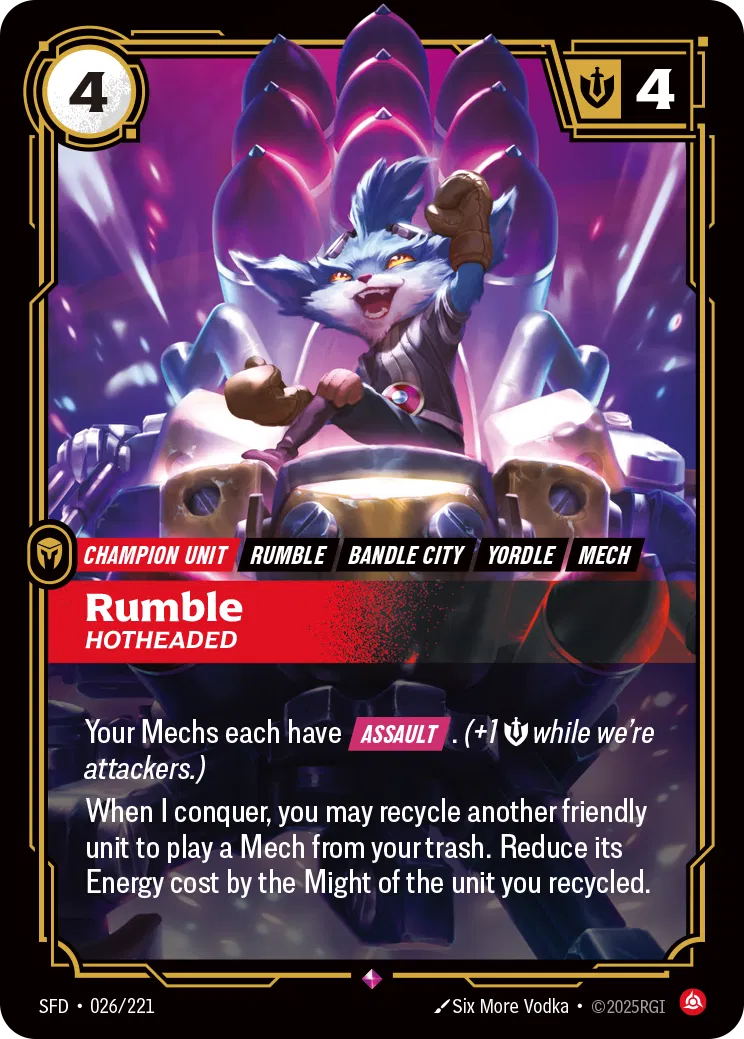 Rumble, Hotheaded - SFD-026 - Spiritforged - Riftbound card