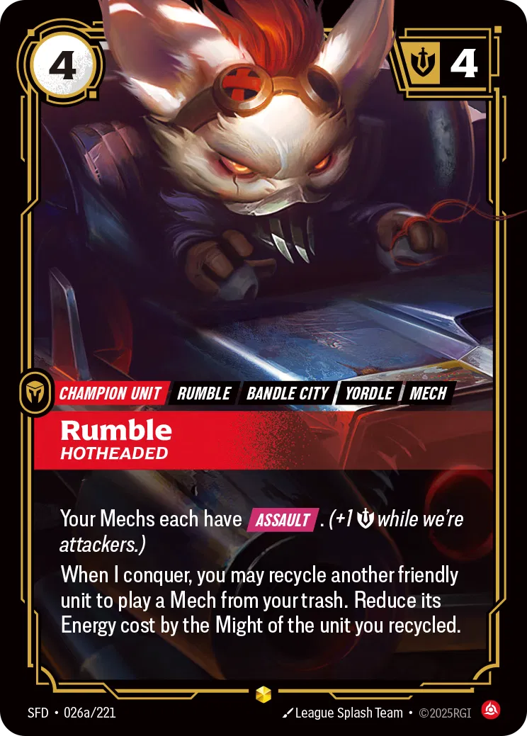 Rumble, Hotheaded - SFD-026a - Spiritforged - Riftbound card