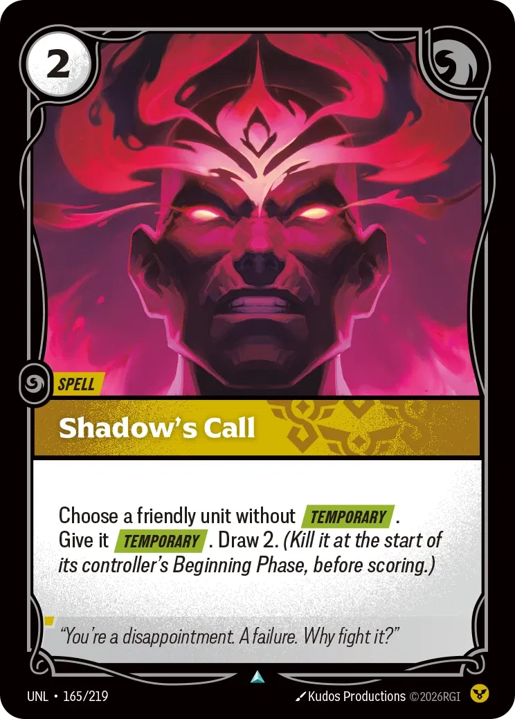 Shadow’s Call - UNL-165 - Unleashed - Riftbound card