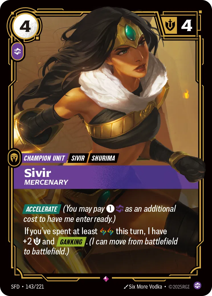 Sivir, Mercenary - SFD-143 - Spiritforged - Riftbound card