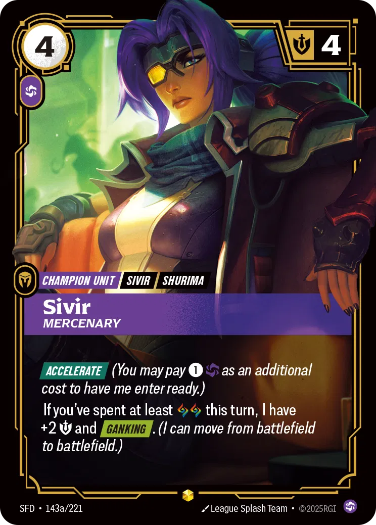 Sivir, Mercenary - SFD-143a - Spiritforged - Riftbound card