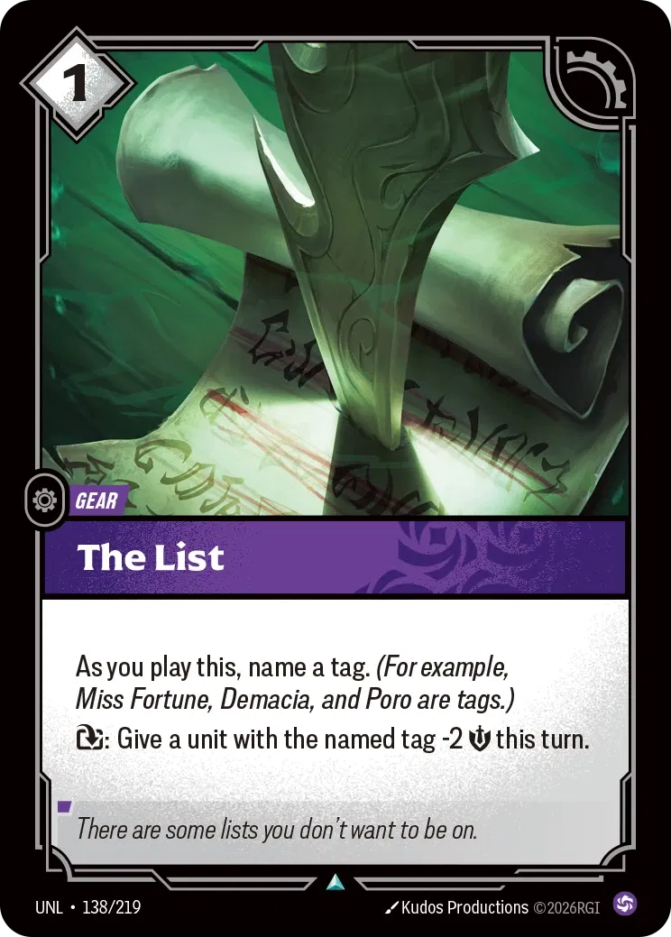 The List - UNL-138 - Unleashed - Riftbound card