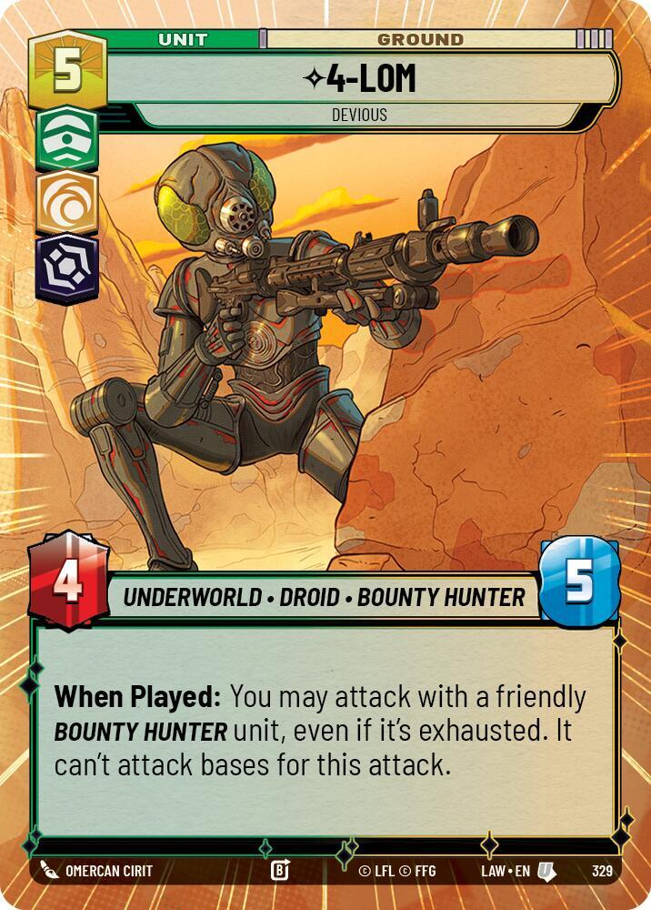 4-LOM - Devious (Hyperspace) 329 A Lawless Time Star Wars card