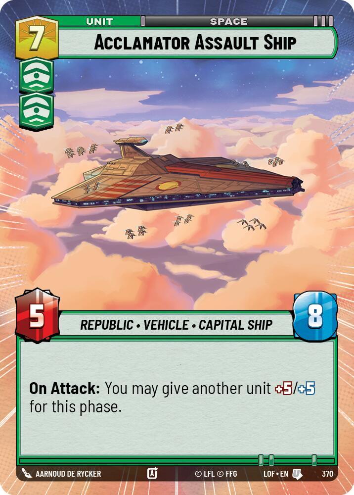 Acclamator Assault Ship (Hyperspace) 370 Legends of the Force Star Wars card