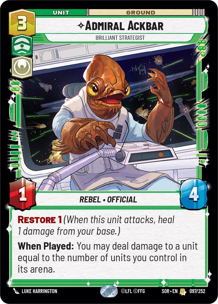Admiral Ackbar - Brilliant Strategist 097/252 Spark of Rebellion Star Wars card