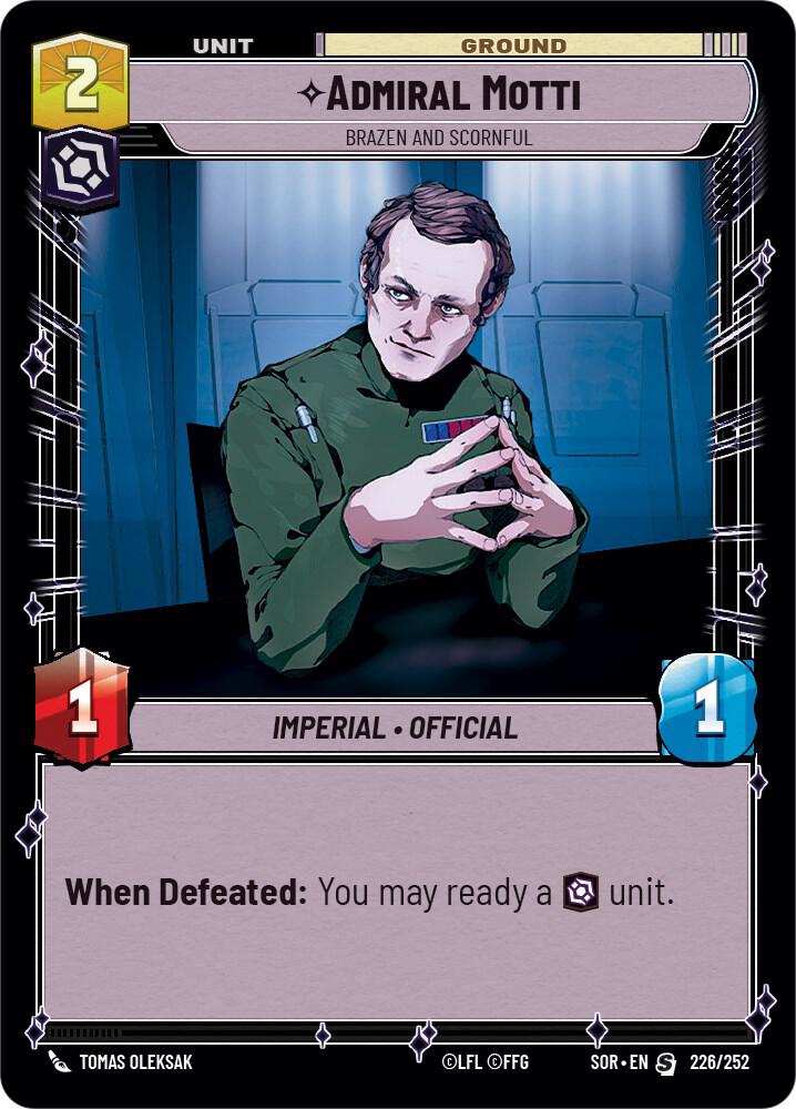 Admiral Motti - Brazen and Scornful 226/252 Spark of Rebellion Star Wars card