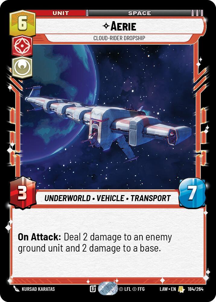 Aerie - Cloud-Rider Dropship 184/264 A Lawless Time Star Wars card