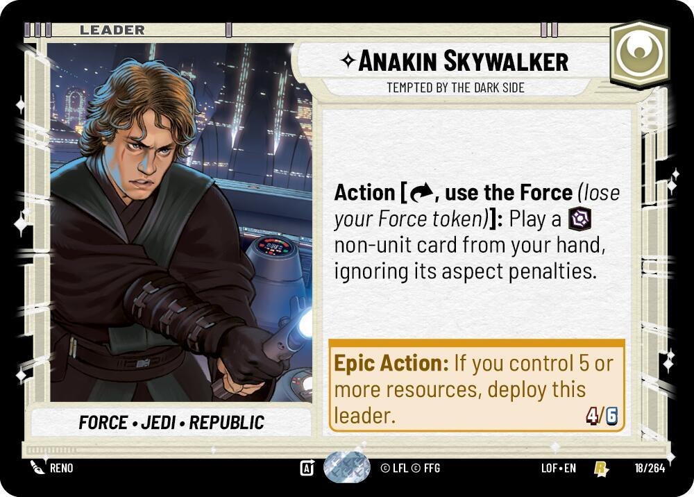 Anakin Skywalker - Tempted by the Dark Side 018/264 Legends of the Force Star Wars card