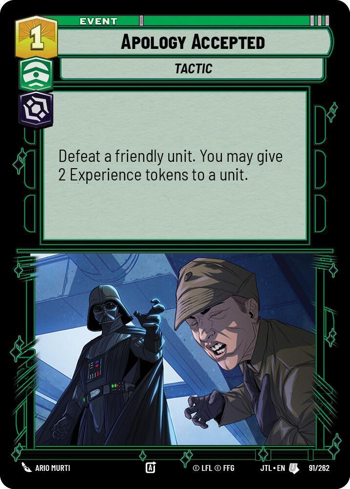 Apology Accepted 091/262 Jump to Lightspeed Star Wars card