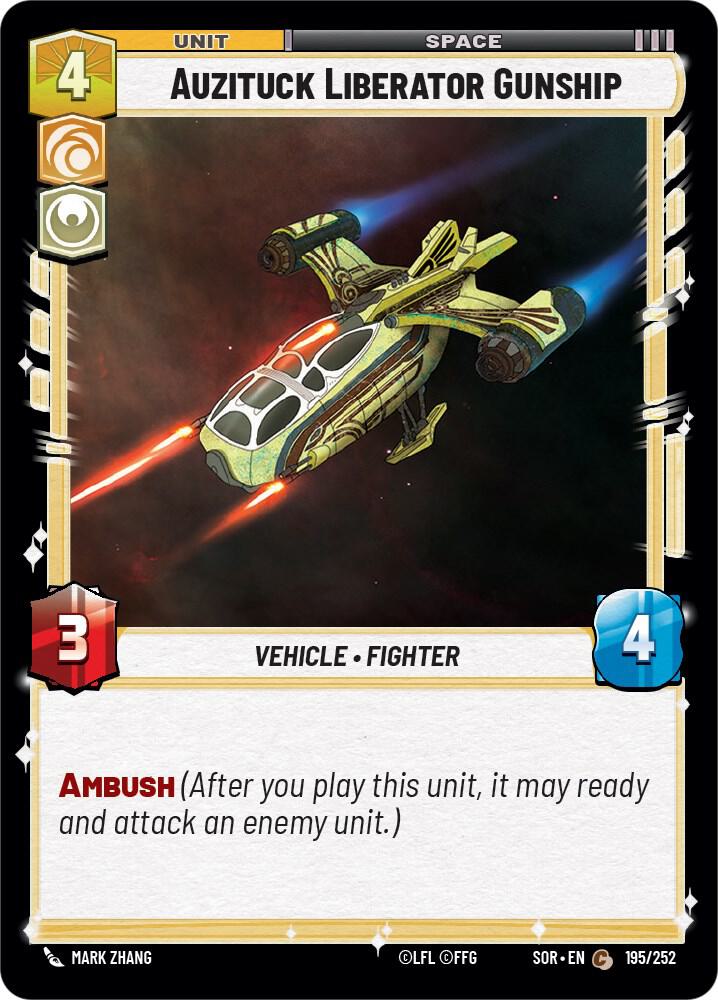 Auzituck Liberator Gunship 195/252 Spark of Rebellion Star Wars card