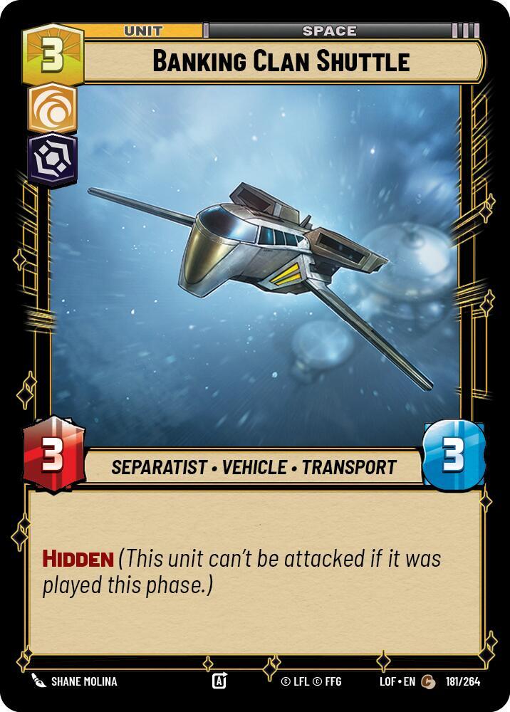 Banking Clan Shuttle 181/264 Legends of the Force Star Wars card