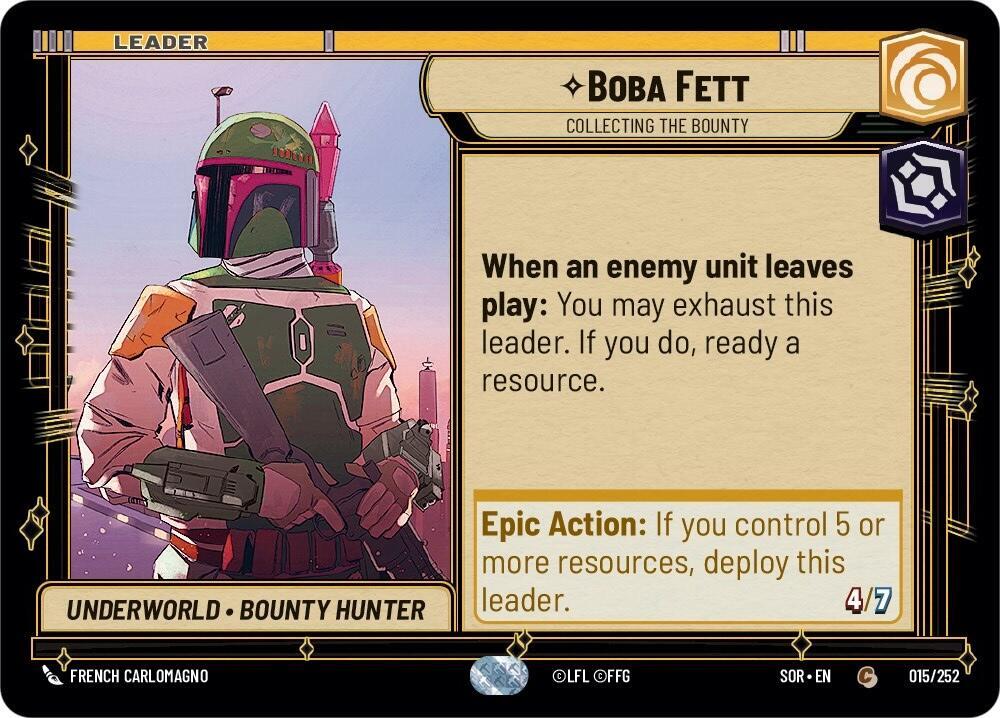 Boba Fett - Collecting the Bounty 015/252 Spark of Rebellion Star Wars card