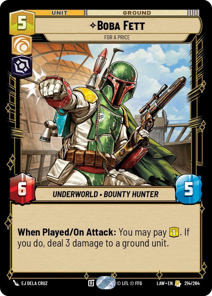 Boba Fett - For a Price 214/264 A Lawless Time Star Wars card