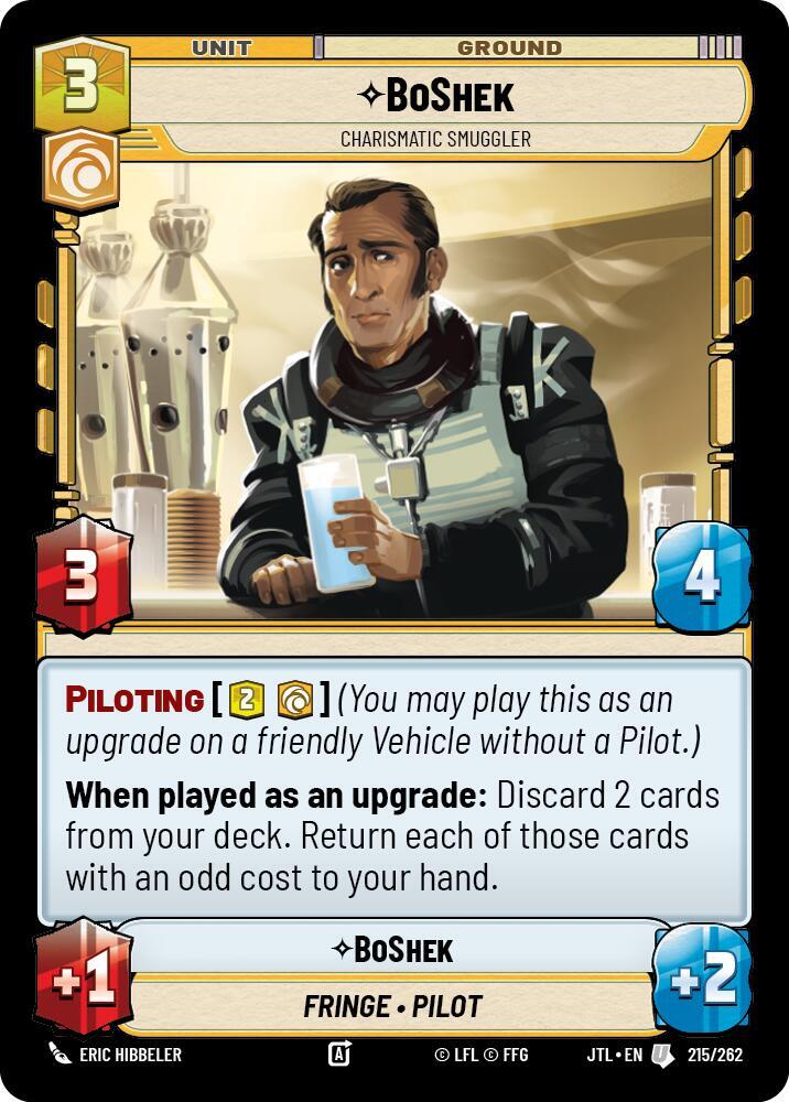 BoShek - Charismatic Smuggler 215/262 Jump to Lightspeed Star Wars card