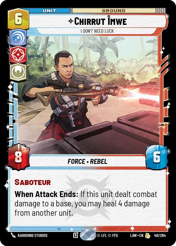 Chirrut ÃŽmwe - I Don't Need Luck 46/264 A Lawless Time Star Wars card