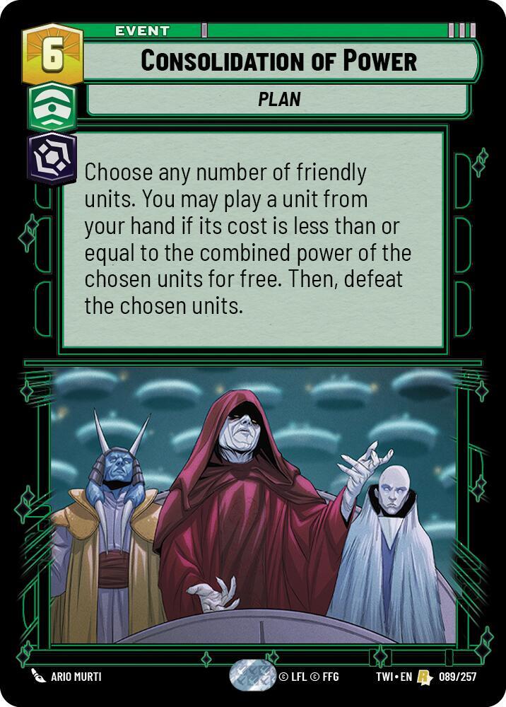 Consolidation of Power 089/257 Twilight of the Republic Star Wars card