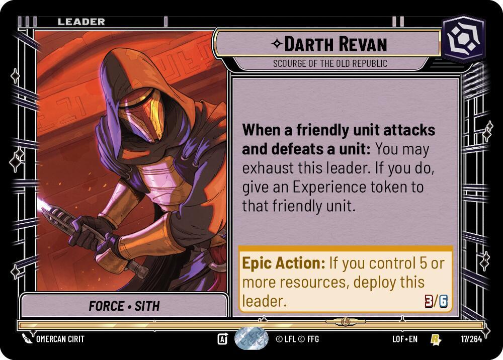 Darth Revan - Scourge of the Old Republic 017/264 Legends of the Force Star Wars card