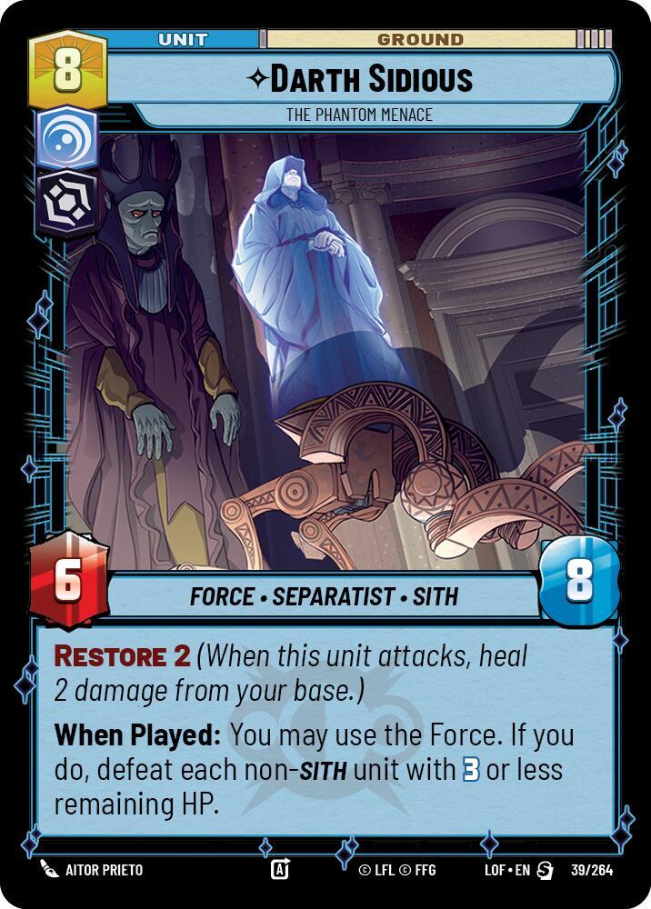 Darth Sidious - The Phantom Menace 039/264 Legends of the Force Star Wars card