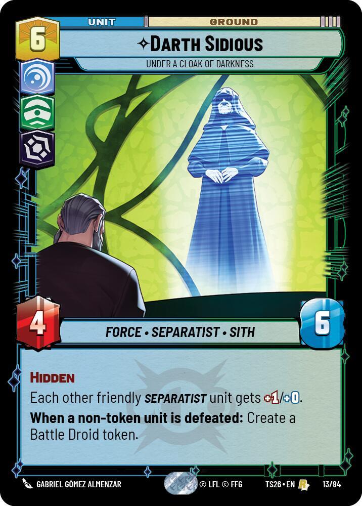 Darth Sidious - Under a Cloak of Darkness 13/84 Twin Suns Star Wars card