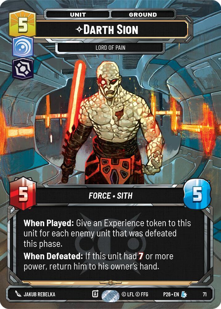 Darth Sion - Lord of Pain (71) 71 Sector and Regional Promos: Season 1 Star Wars card