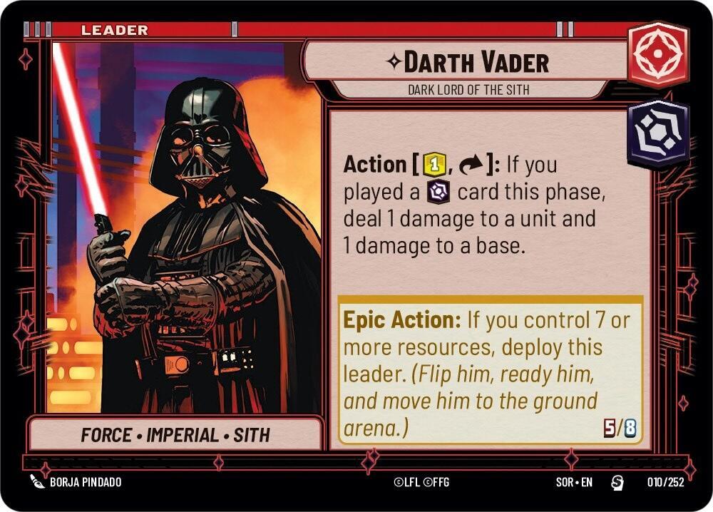 Darth Vader - Dark Lord of the Sith 010/252 Spark of Rebellion Star Wars card