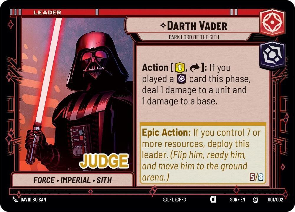 Darth Vader - Dark Lord of the Sith 001/002 Judge Promos Star Wars card