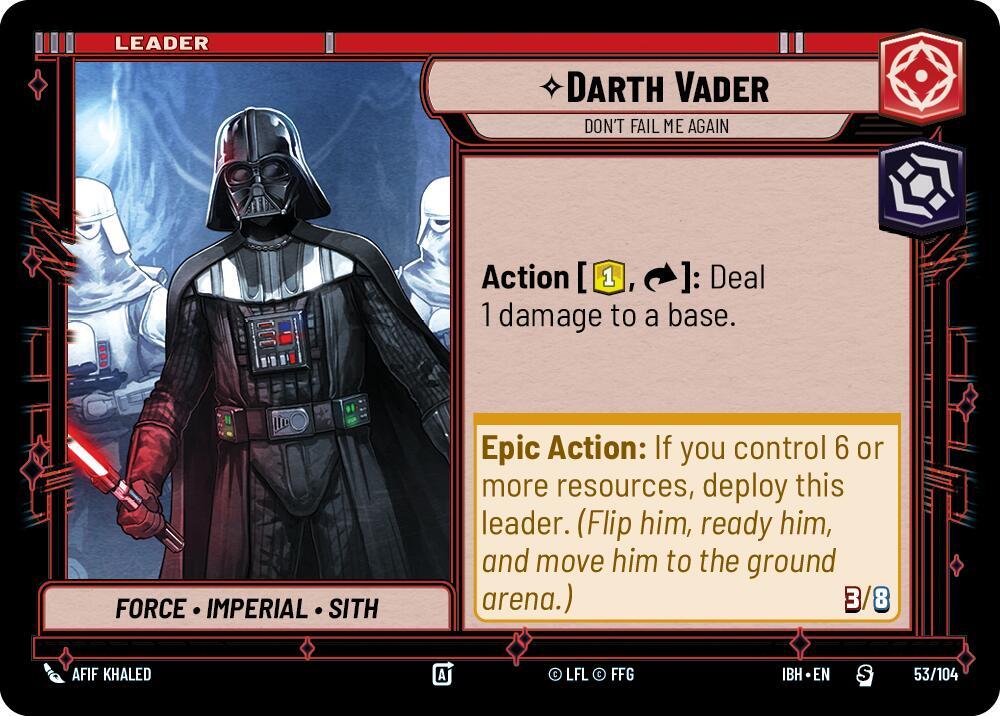 Darth Vader - Don't Fail Me Again 53/104 Intro Battle Hoth Star Wars card