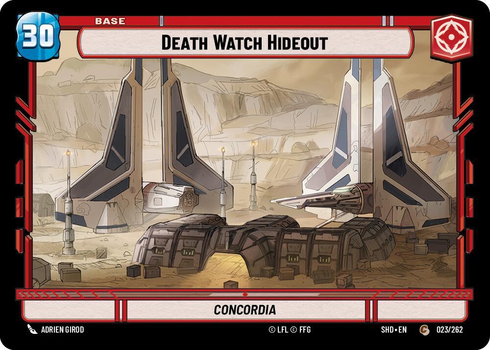 Death Watch Hideout // Shield 023 // T02 Shadows of the Galaxy Star Wars card