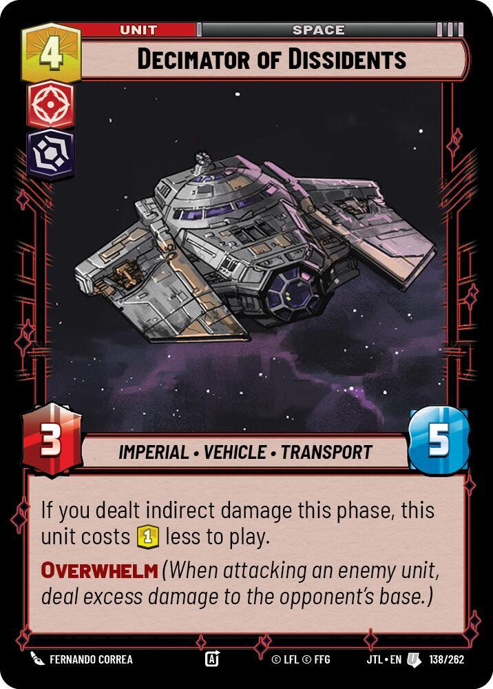 Decimator of Dissidents 138/262 Jump to Lightspeed Star Wars card
