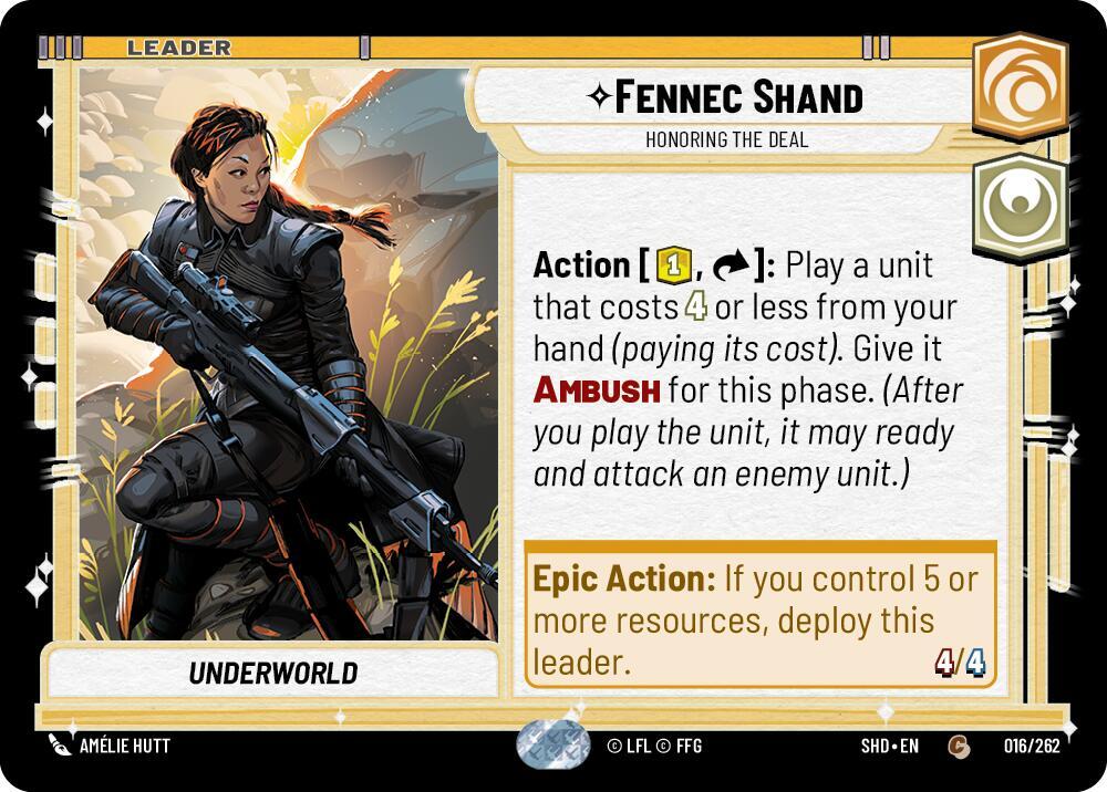 Fennec Shand - Honoring the Deal 016/262 Shadows of the Galaxy Star Wars card