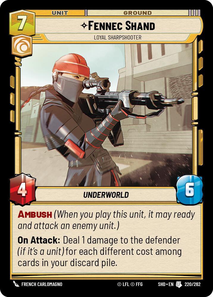 Fennec Shand - Loyal Sharpshooter 220/262 Shadows of the Galaxy Star Wars card